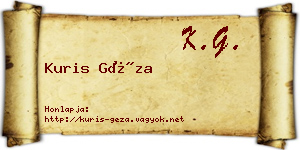 Kuris Géza névjegykártya
